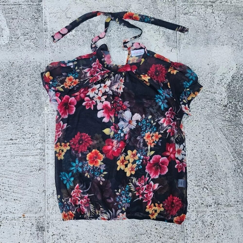 Sweet Pea for New York Company Women Top Blouse Multi Color Floral Print Size XS